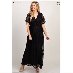Pinkblush Black Lace Mesh Overlay Maternity Dress